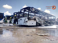 Пожар в Кейсарии, повреждены четыре автобуса