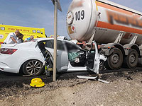 Около Ашкелона автомобиль врезался в грузовик, тяжело травмирован один человек