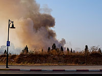 Серьезный пожар рядом с развязкой Нешарим на 44-м шоссе