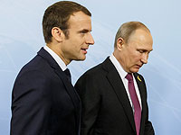 Эммануэль Макрон и Владимир Путин  