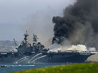 Пожар на борту десантного корабля в Калифорнии. Фоторепортаж