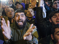 На акции протеста в Ереване. 10 ноября 2020 года