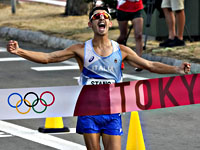 Олимпиада. Ходьба на 20 км. Победил итальянец. Россиянин дисквалифицирован