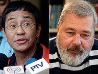 Лауреаты Нобелевской премии мира 2021 года: журналисты Мария Ресса и Дмитрий Муратов