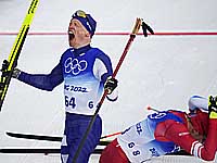 Олимпиада. Лыжные гонки. Победил финн. Россиянин занял второе место