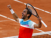 Четвертьфинал Открытого чемпионата Франции. Марин Чилич одолел Андрея Рублева в пятисетовом триллере