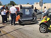 Недалеко от Хадеры перевернулся легковой автомобиль; двое пострадавших