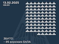 Генштаб ВСУ: сбиты 85 из 140 российских беспилотников. Минобороны РФ: перехвачены 83 украинских БПЛА