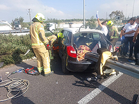 Машина врезалась в отбойник на шоссе 79, пострадавшую эвакуировали вертолетом