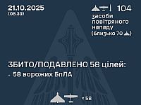Генштаб ВСУ: ночью перехвачены 58 из 98 БПЛА. Минобороны РФ: сбиты 55 беспилотников