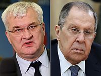 Глава МИД Украины Андрей Сибига и глава МИД РФ Сергей Лавров