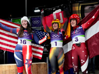 Олимпиада, Санный спорт. Победила немка. Латвийка на втором месте