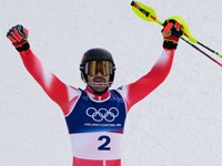 Олимпиада. Слалом. Победил швейцарец.  Израильтянин на 26-м месте