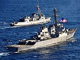 Американский и французский военные корабли