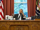 Президент США Барак Обама во время телефонного разговора с президентом Ирана Хасаном Роухани. 27.09.2013