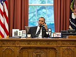 Барак Обама разговаривает по телефону с Хасаном Роухани. 27 сентябя 2013 года