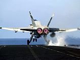 F/A 18 Hornet взлетает с палубы авианосца USS Carl Vinson (иллюстрация)