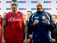 Взвешивание: Тайсон Фьюри тяжелее Владимира Кличко