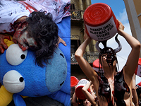 Кровожадные зомби и кровавое обнажение защитников быков в Памплоне. ФОТО