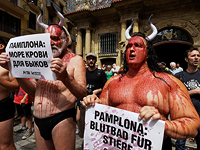 Активисты PETA. Памплона, 5 июля 2016 года