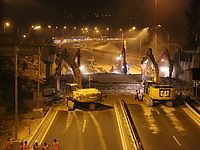Демонтаж моста на 1-й трассе, в районе Абу Гош и Мевасерет Цион