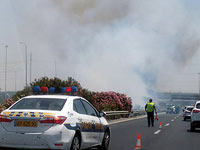 Из-за пожара частично на короткое время было блокировано движение по шоссе №1