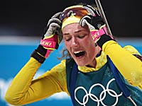 Биатлон. Ханна Эберг сенсационно победила в гонке на 15 км. Анастасия  Кузьмина на втором месте